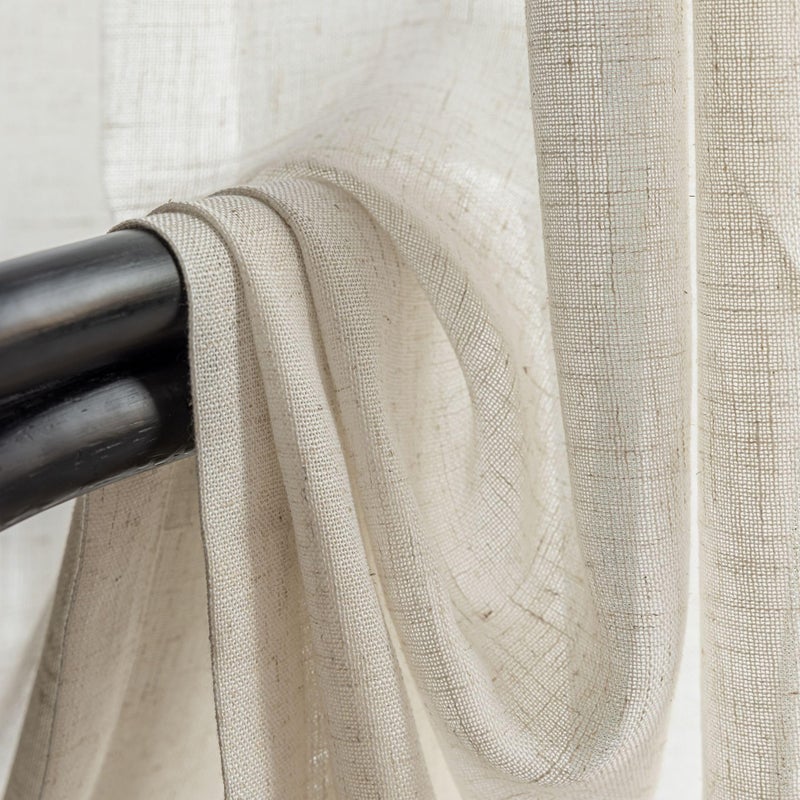 VOILYBIRD Palma Natural Linen Semi Sheer Curtains for Bedroom 63 Inch Length Light Filtering Draperies Bronze Grommet Set of 2 Panels (52''W x 63''L, Natural) - Image 5